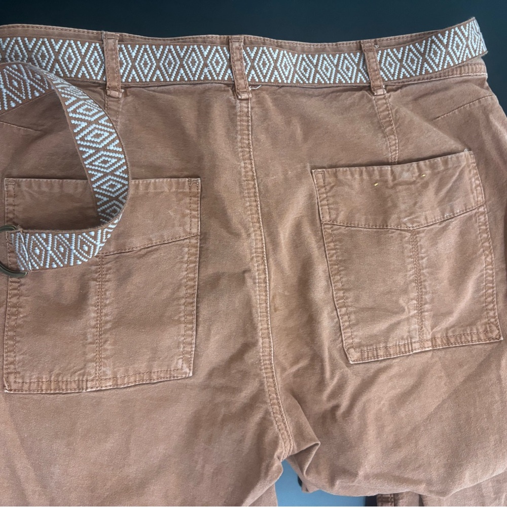 Anthropologie Reddish Brown Pants with Patterned Removable Belt The Wanderer 28 - Picture 8 of 8